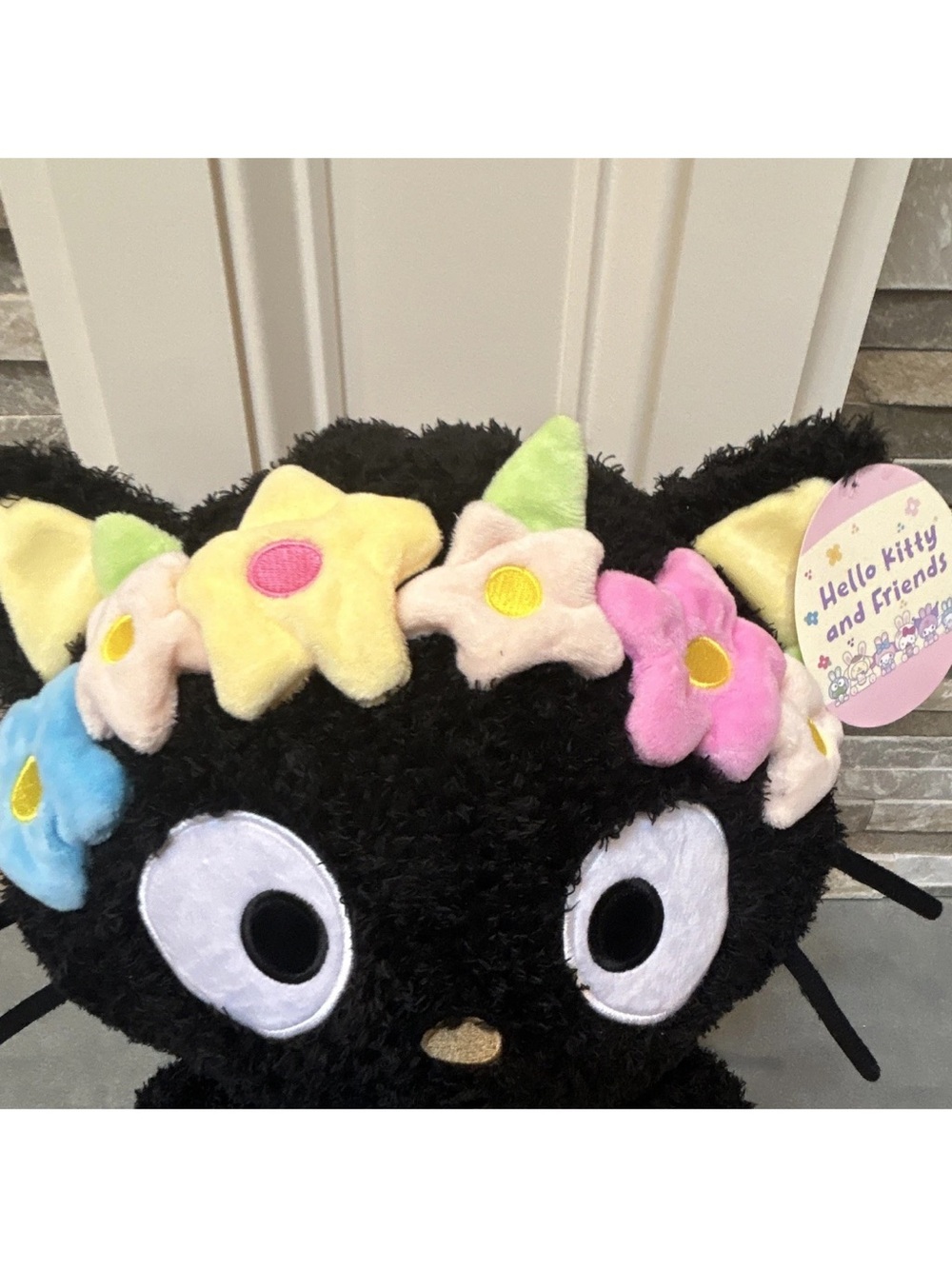Sanrio Chococat Plush with Pastel Flower Crown — Black & Multicolor - Picture 6 of 14